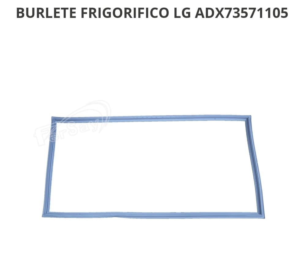 Contorno de junta de refrigerador azul con la etiqueta “BURLETE FRIGORIFICO LG ADX73571105”