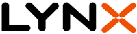 Logotipo de LYNX en texto negro y naranja con una X naranja estilizada.