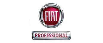 Un logotipo Fiat Professional rojo y plateado sobre un fondo blanco.