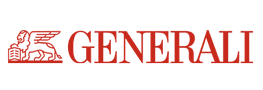 Un logotipo rojo de Generali con un león.