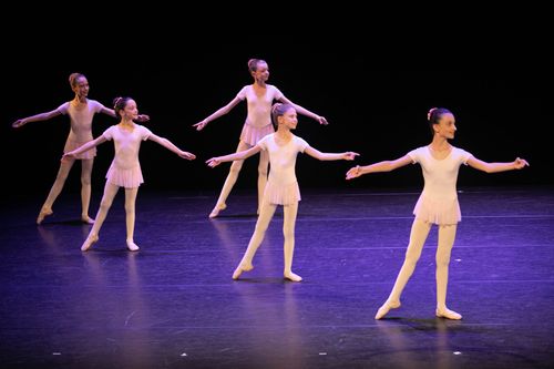 Danseuses en deuxième position sur scène