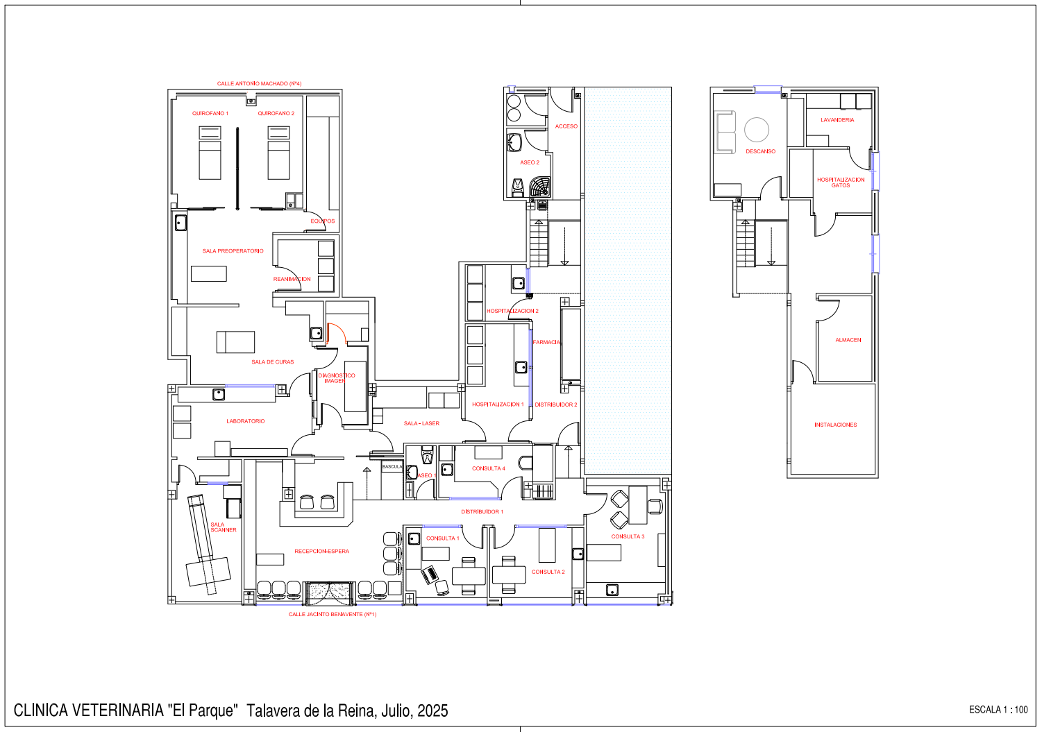 Plano de la clínica El Parque después de la reforma