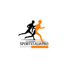 Un logo per un'azienda chiamata sportitaliapro con due persone che corrono.