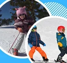 Un grupo de niños está esquiando por una pendiente cubierta de nieve.