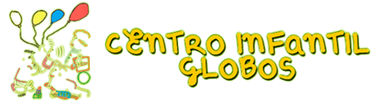 Logotipo del Centro Infantil Globos con globos coloridos y texto amarillo l&uacute;dico.