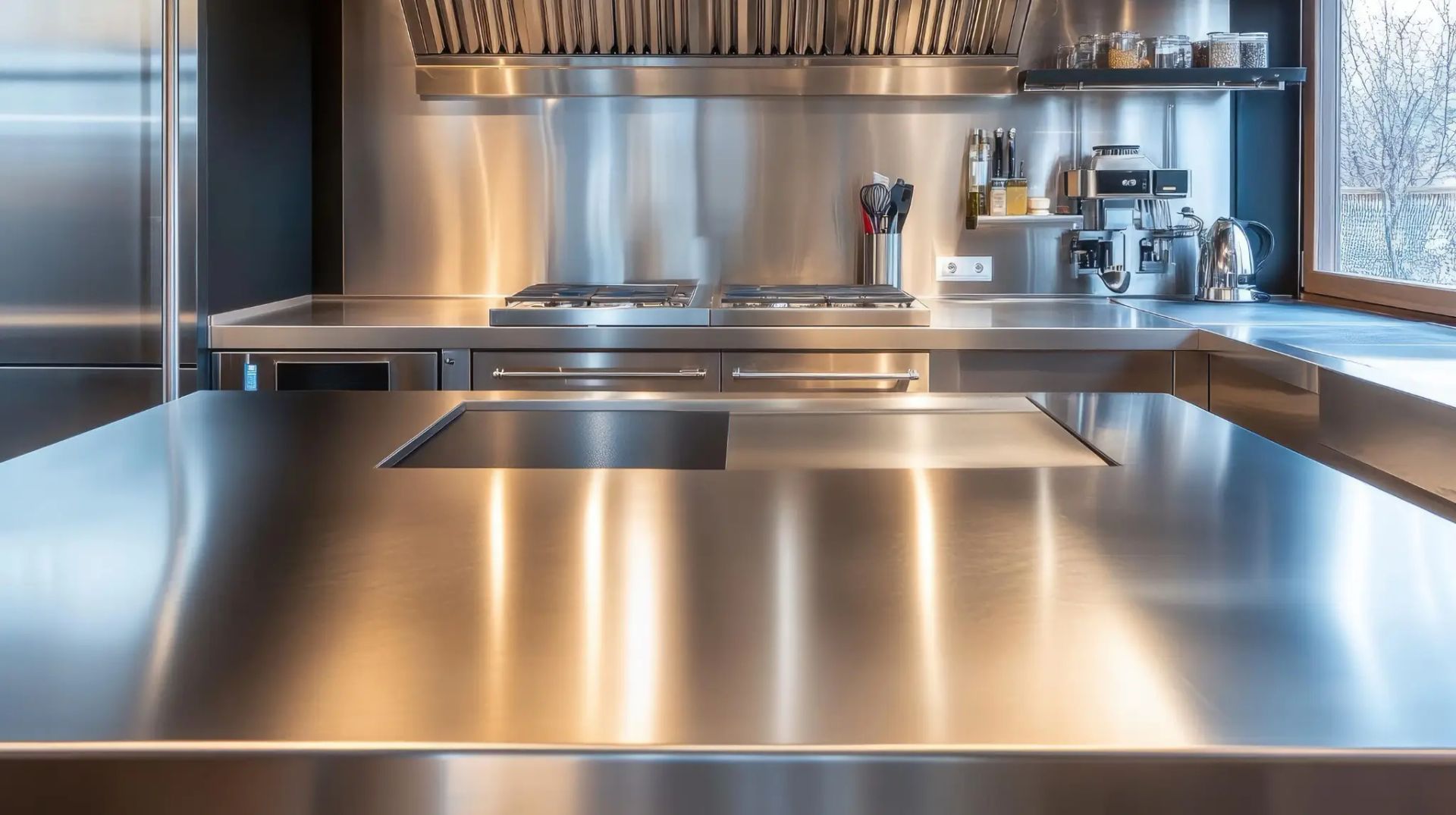 Baño moderno con tocador con dos lavabos, accesorios negros y un inodoro blanco en forma de huevo.