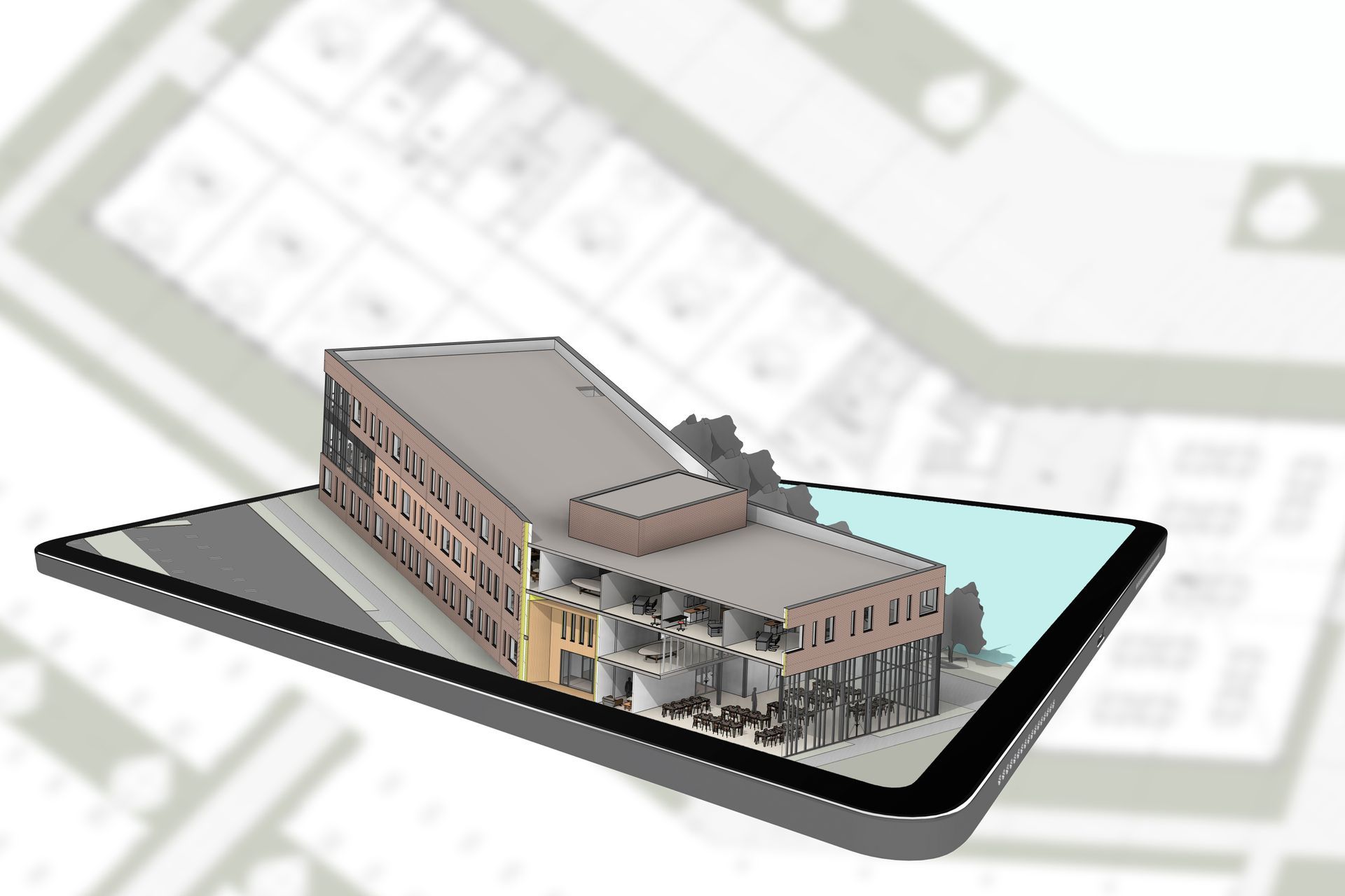 Une maquette posée sur un Smartphone