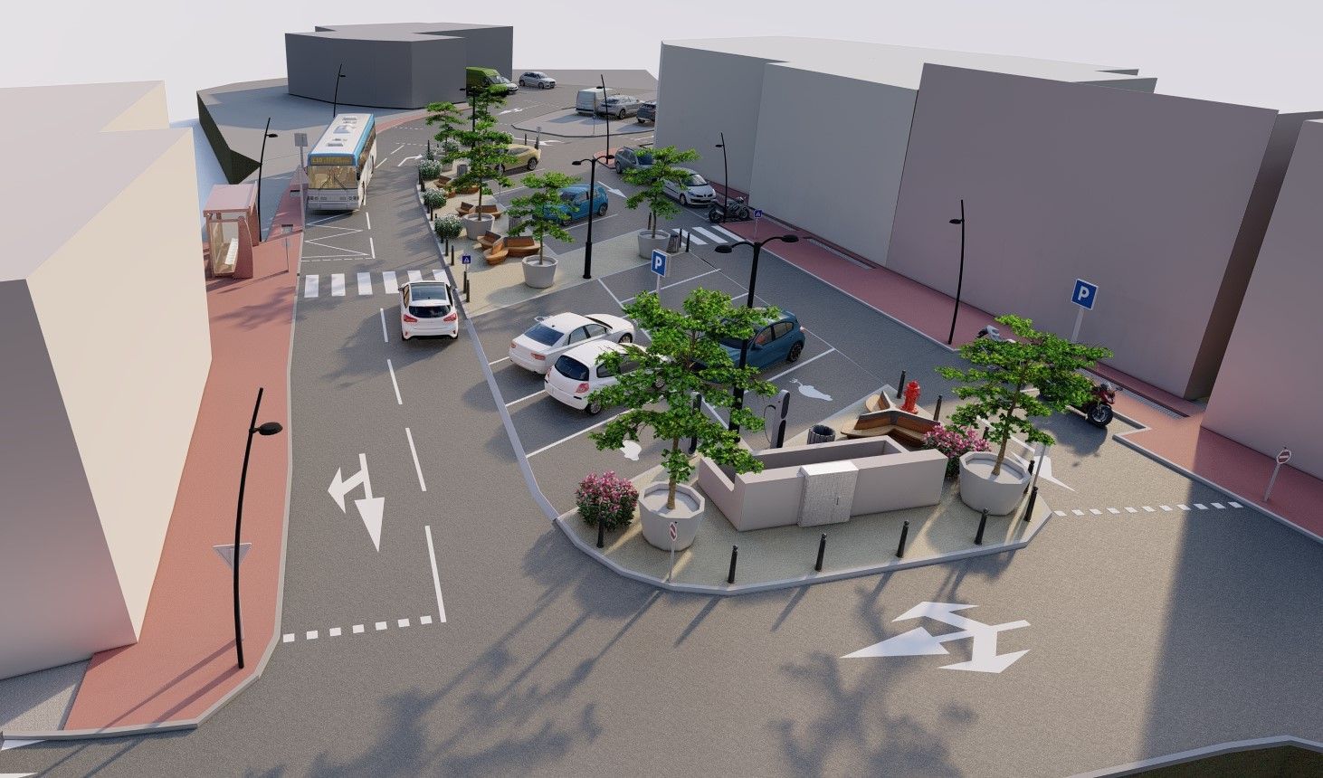 Simulation 3D de l'aménagement d'une place