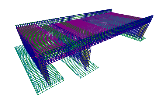 Rendu 3D d'une structure métallique composée d'un pont