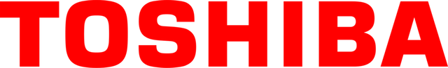 Un logotipo de Toshiba en rojo sobre un fondo blanco.