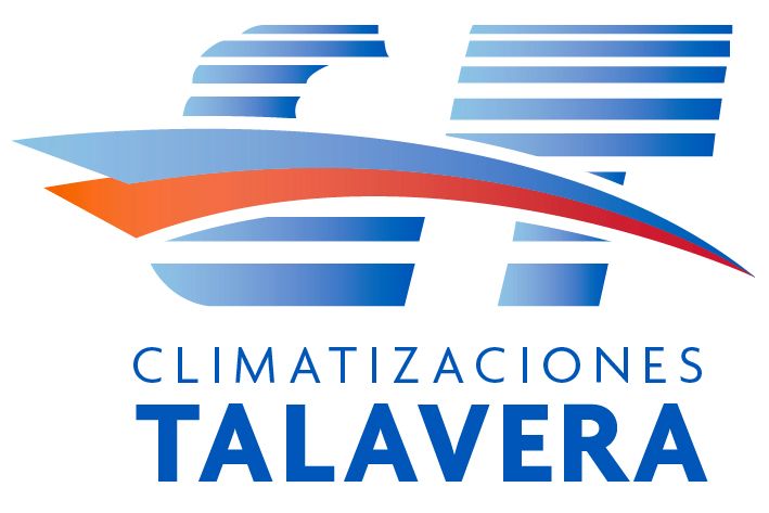 Un logotipo azul y blanco para Climatización Talavera SL