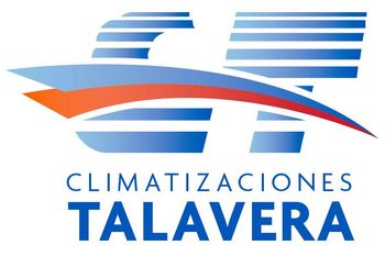 Un logotipo azul y blanco para Climatización Talavera SL