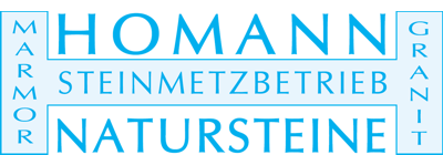 Blaues Logo für Homann Steinmetzbetrieb Natursteine