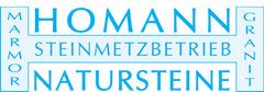 Blaues Logo für Homann Steinmetzbetrieb Natursteine