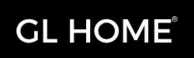 Logotipo de GL HOME en texto blanco sobre fondo negro