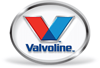 Logotipo da Valvoline: Oval prateado circundando um formato de