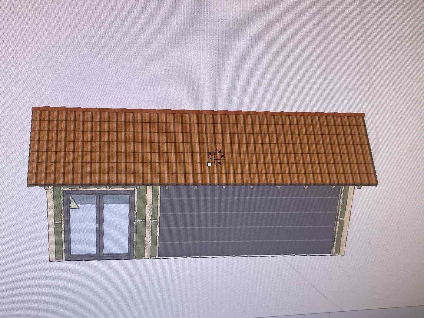 Ein computergeneriertes Bild eines Hauses mit Ziegeldach