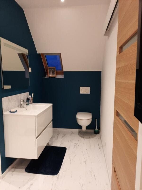 Salle de bains, WC, meuble blanc