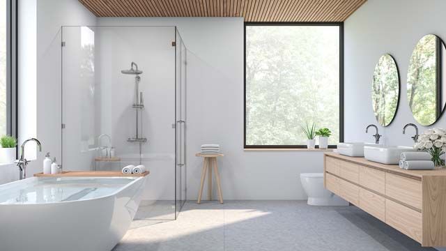 Salle de bains, blanc et bois style scandinave 
