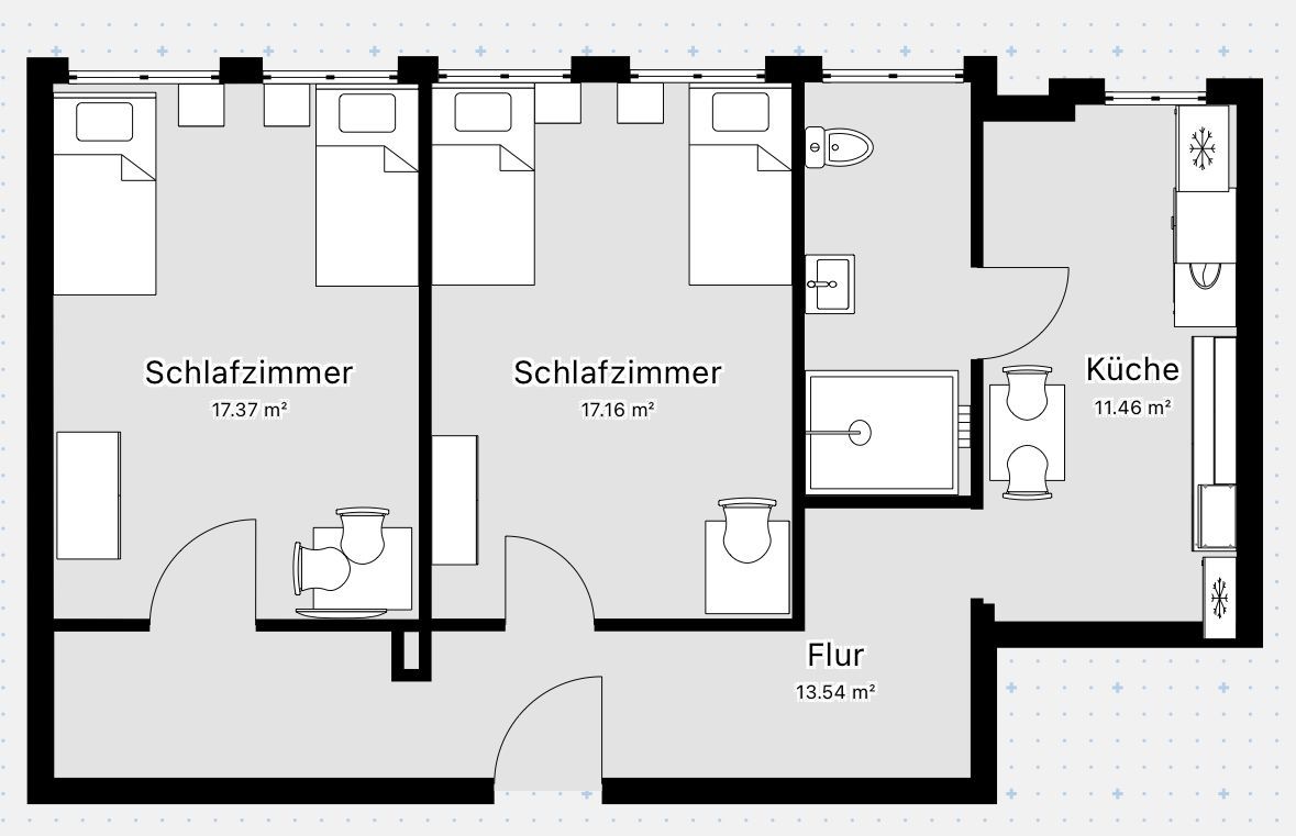 Ein schwarz-weißer Grundriss eines Hauses