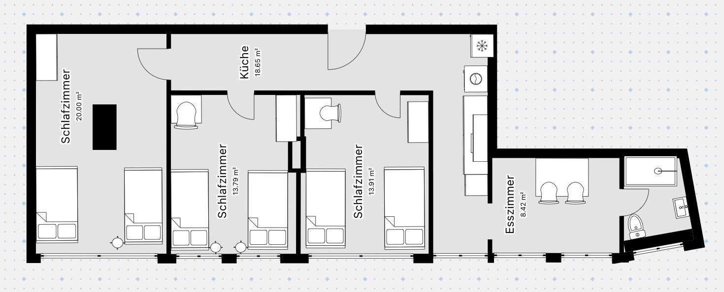 Ein schwarz-weißer Grundriss eines Hauses