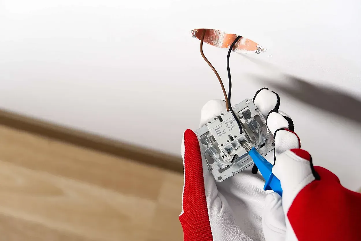 Una persona sostiene un interruptor de luz en su mano.