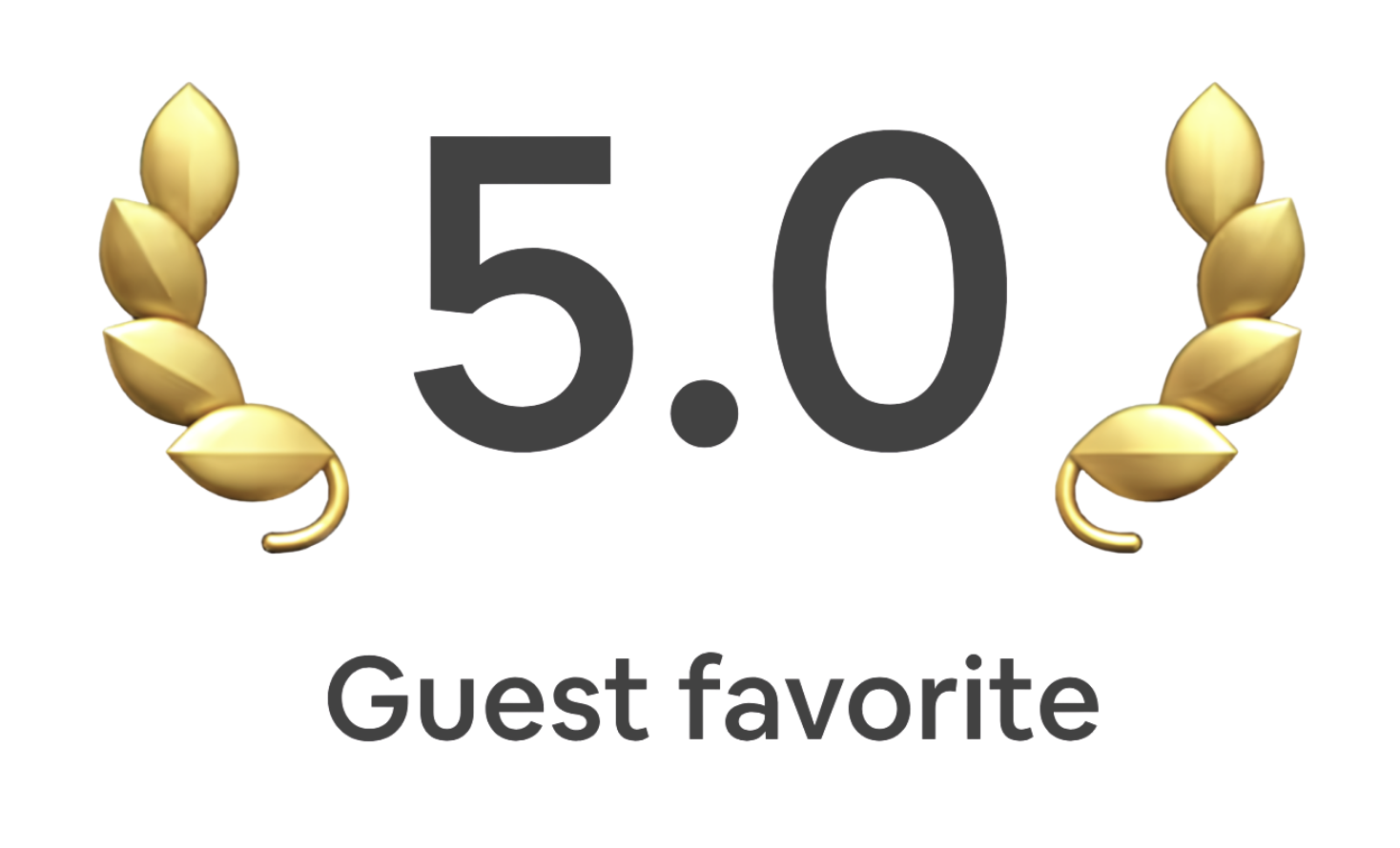 5.0 guest favorite badge with gold laurel icons on both sides