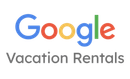 Google Vacation Rentals logo with multicolored Google text and gray subtitle