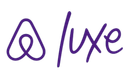 Purple Airbnb Luxe logo with stylized “A” icon and the word “Luxe” in script