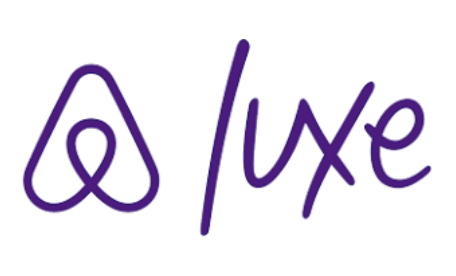 Purple Airbnb Luxe logo with stylized “A” icon and the word “Luxe” in script