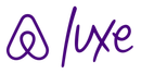 Purple Airbnb Luxe logo with stylized “A” icon and the word “Luxe” in script