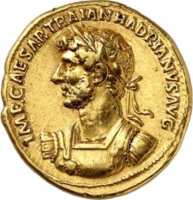 Eine Goldmünze mit dem Bild eines Mannes darauf