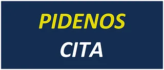 Texto sobre fondo azul oscuro: “PIDENOS” en amarillo, “CITA” en blanco.