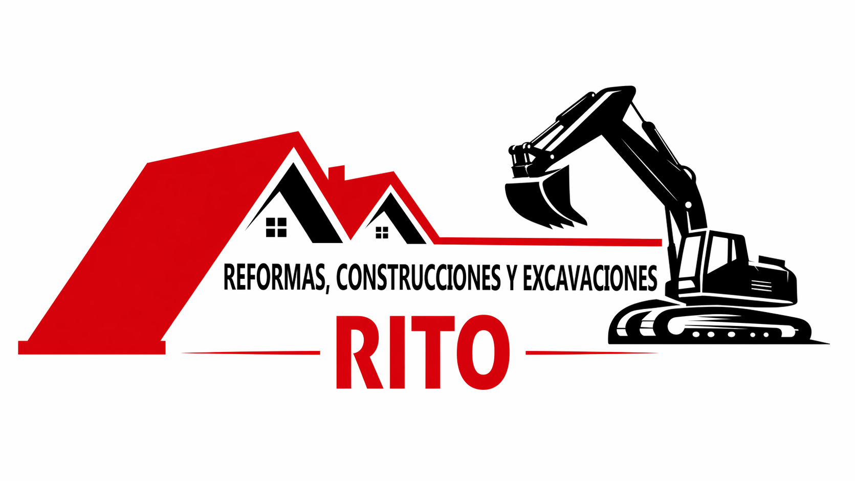 Logo for Rito: red roof silhouette, a black excavator, and the text "REFORMAS, CONSTRUCCIONES Y EXCAVACIONES RITO".