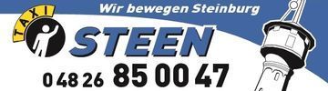 Ein blau-weißes Schild mit der Aufschrift „Steen“