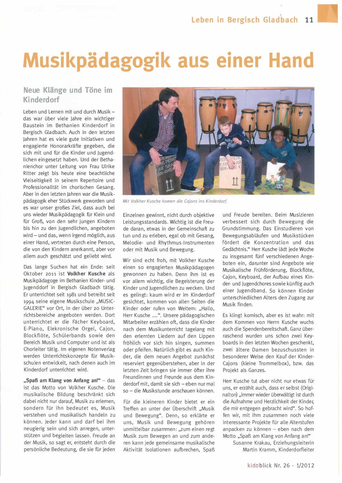 Pressebericht - Musikpädagogik aus einer Hand