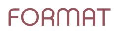 FORMAT, Wort in mauvefarbener Schrift.
