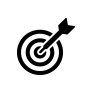 Objetivo con una flecha en el centro, que indica éxito o logro de una meta.