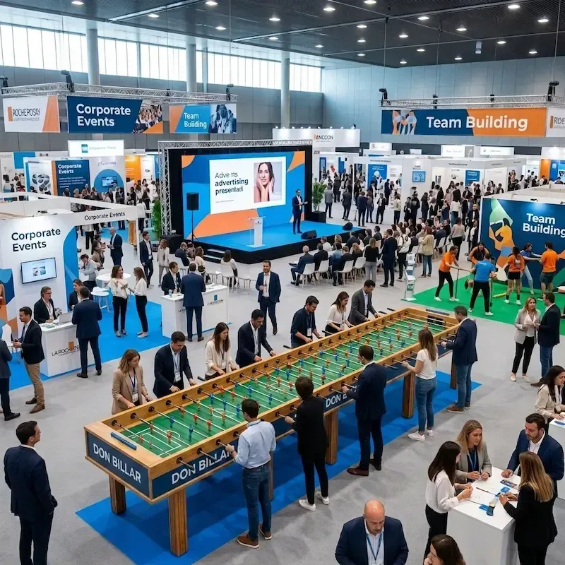 Alquiler de futbolín gigante para eventos corporativos en Fira Barcelona y CCIB con Don Billar
