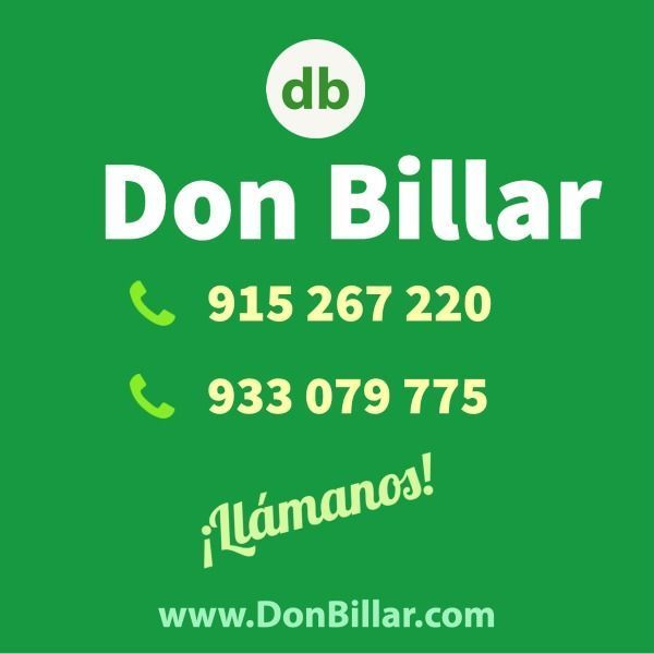 Anuncio verde de la empresa Don Billar. Incluye números de teléfono, sitio web y una llamada a la acción: