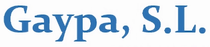 Un logotipo azul para gaypa sl sobre un fondo blanco