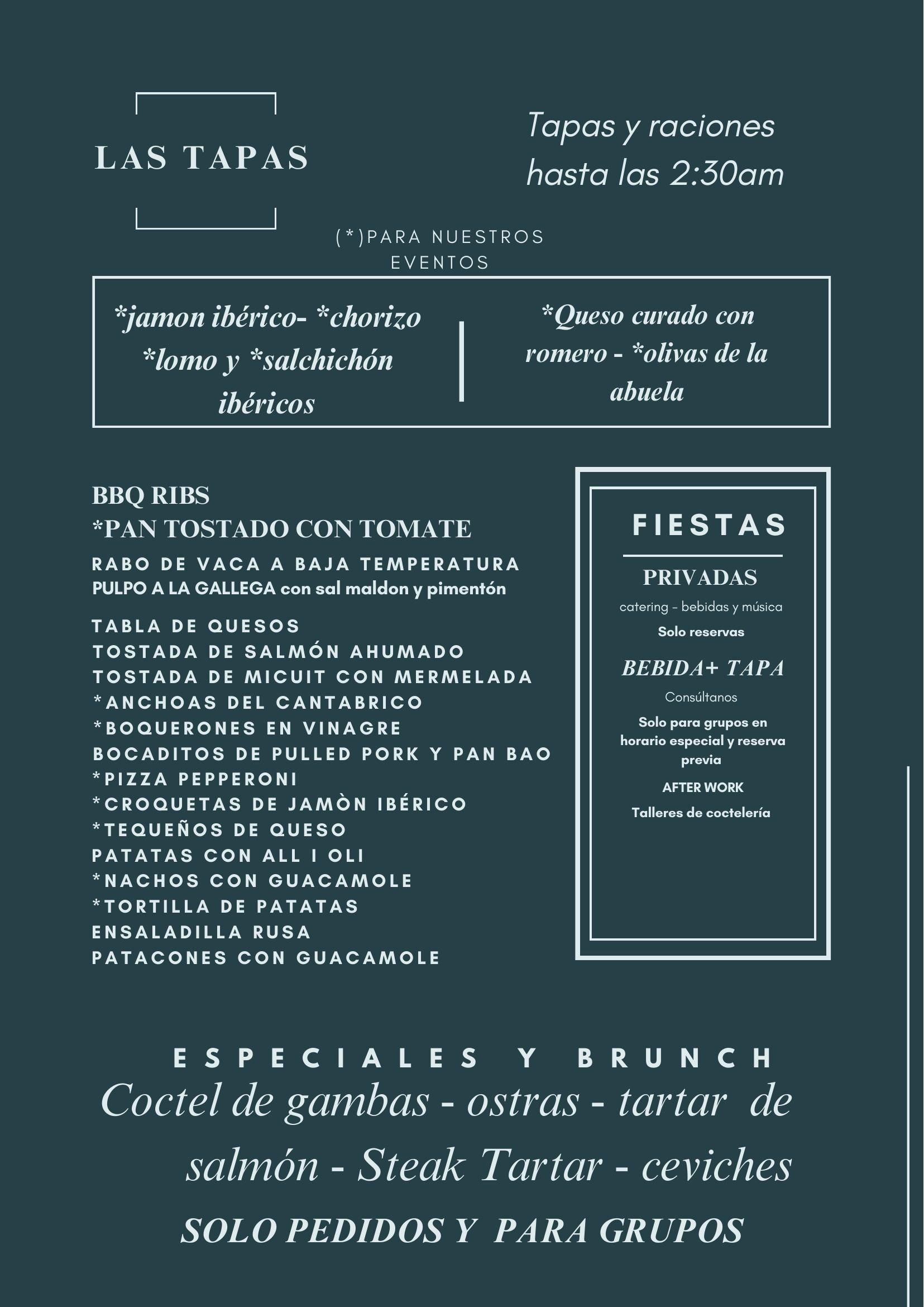 Menú del restaurante 