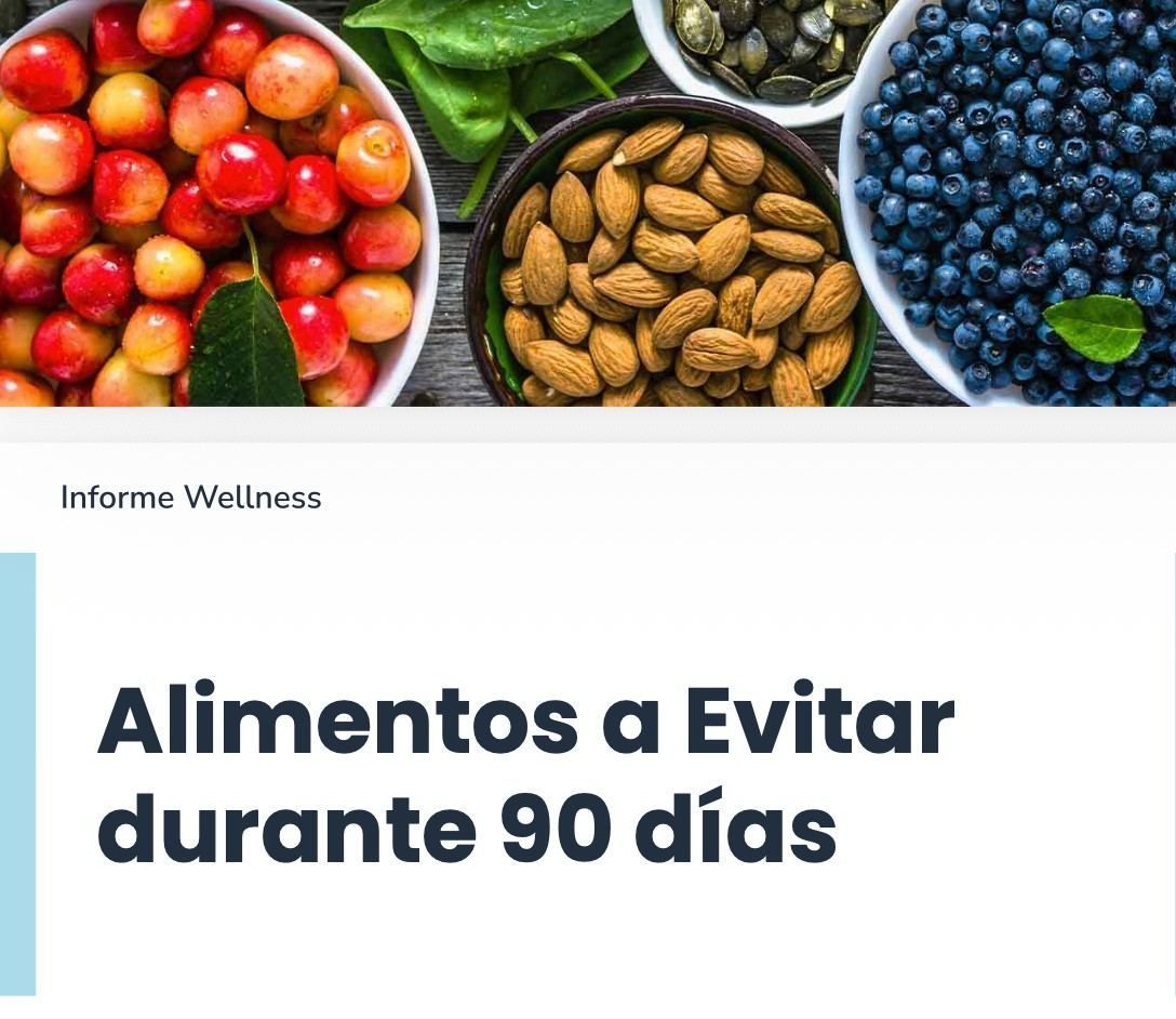 Banner con frutas y frutos secos y el texto «Alimentos que debes evitar durante 90 días».