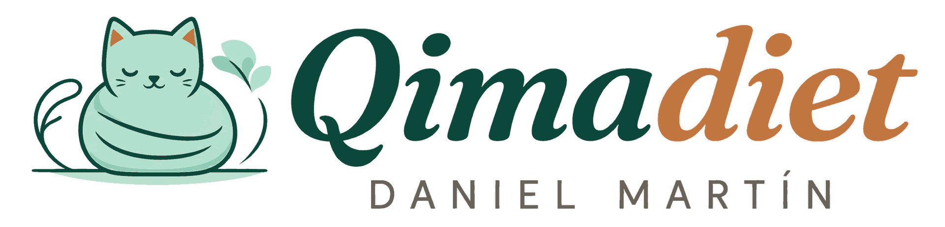 Logotipo de Qimadiet con un gato verde y el nombre Daniel Martín debajo