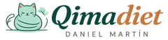 Logotipo de Qimadiet con un gato verde y el nombre Daniel Martín debajo
