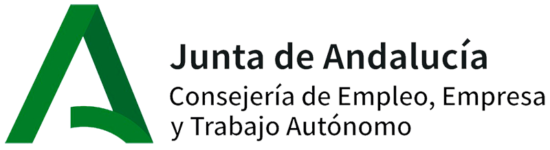 Logo of Junda de Andalucía - Consejería de Empleo, Empresa y Trabajo Autónomo in green and white.