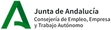 Logo of Junda de Andalucía - Consejería de Empleo, Empresa y Trabajo Autónomo in green and white.