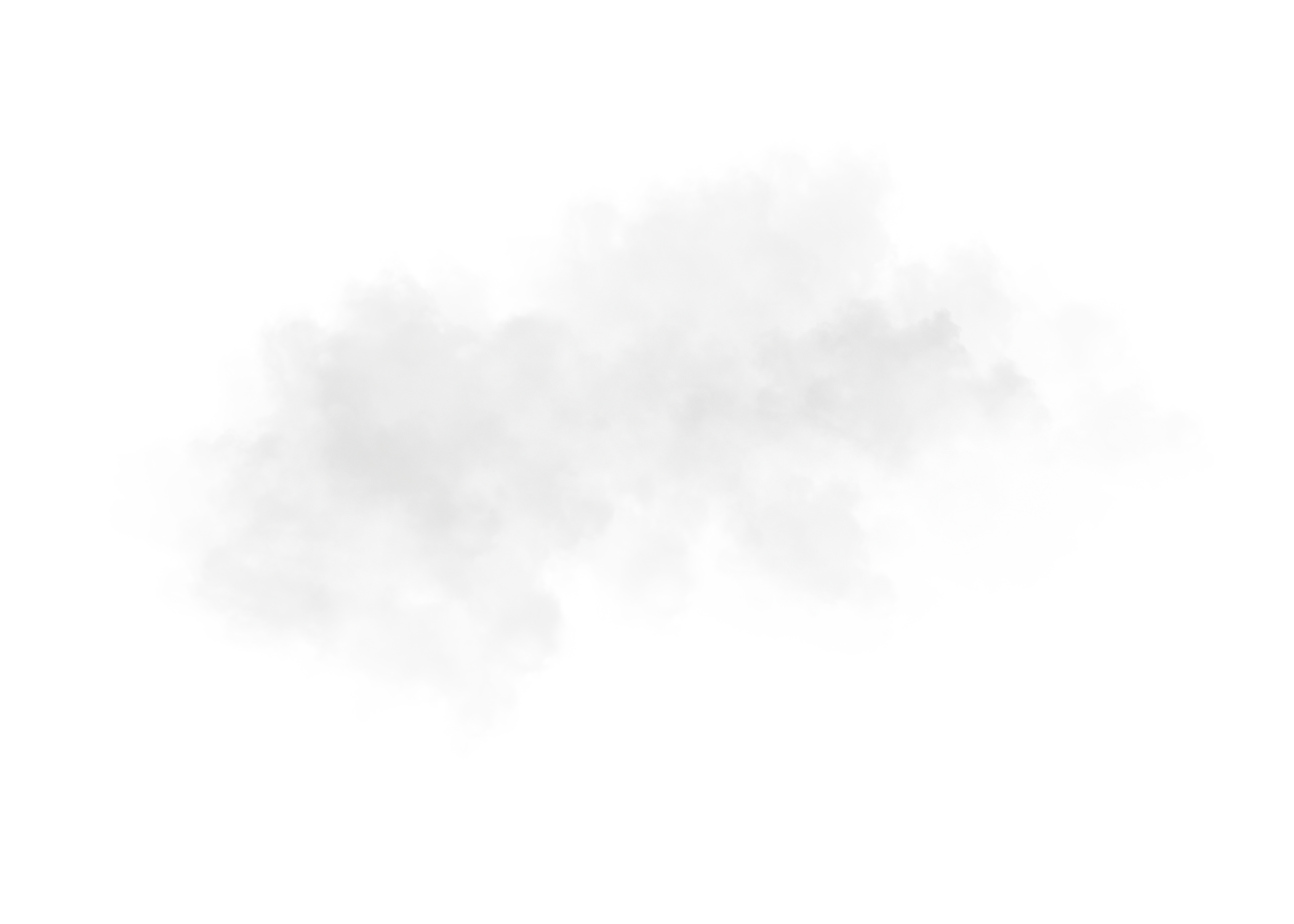Vor einem weißen Hintergrund schwebt eine weiße Wolke in der Luft.