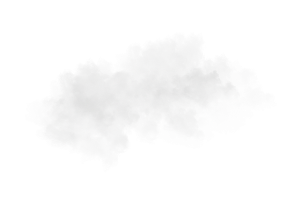 Vor einem weißen Hintergrund schwebt eine weiße Wolke in der Luft.