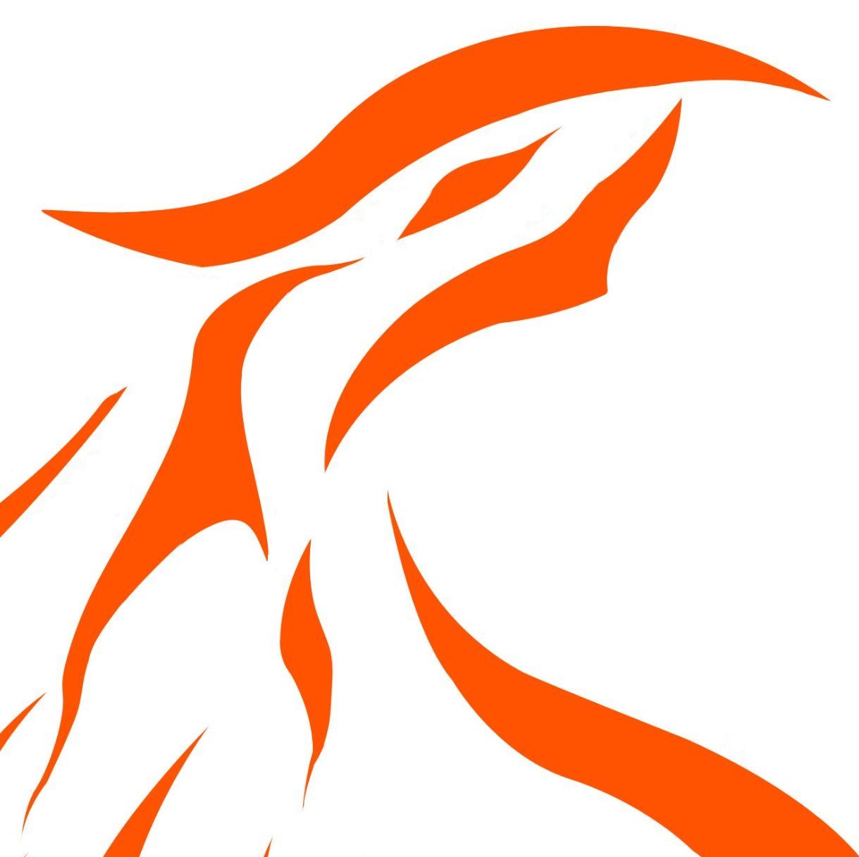Perfil de águila estilizada de color naranja sobre fondo blanco.